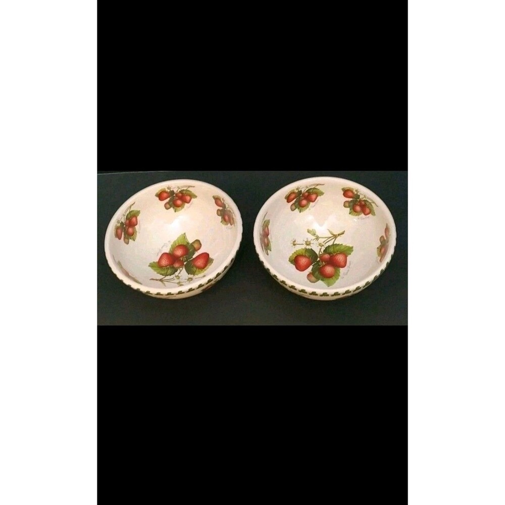 Portmeirion Strawberry Fair Serving Bowls 7 3/4" Salad Ceramic Britian Set Of 2